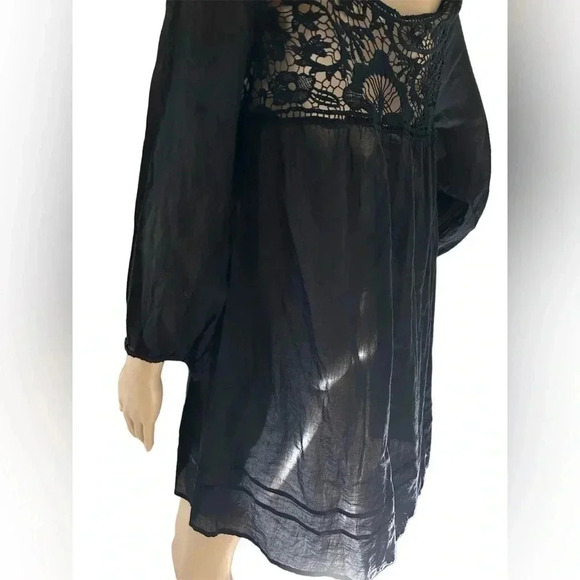 Eze Sur Mer Anthropologie Lacy Flowy Black Oversized Top Women’s Size 8 EUC!! - Picture 4 of 8